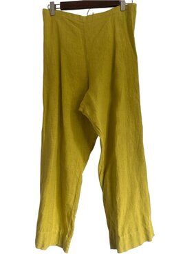 Bryn Walker 100% Linen Wide Leg Pants Womens Large Green Minimalist Lagenlook